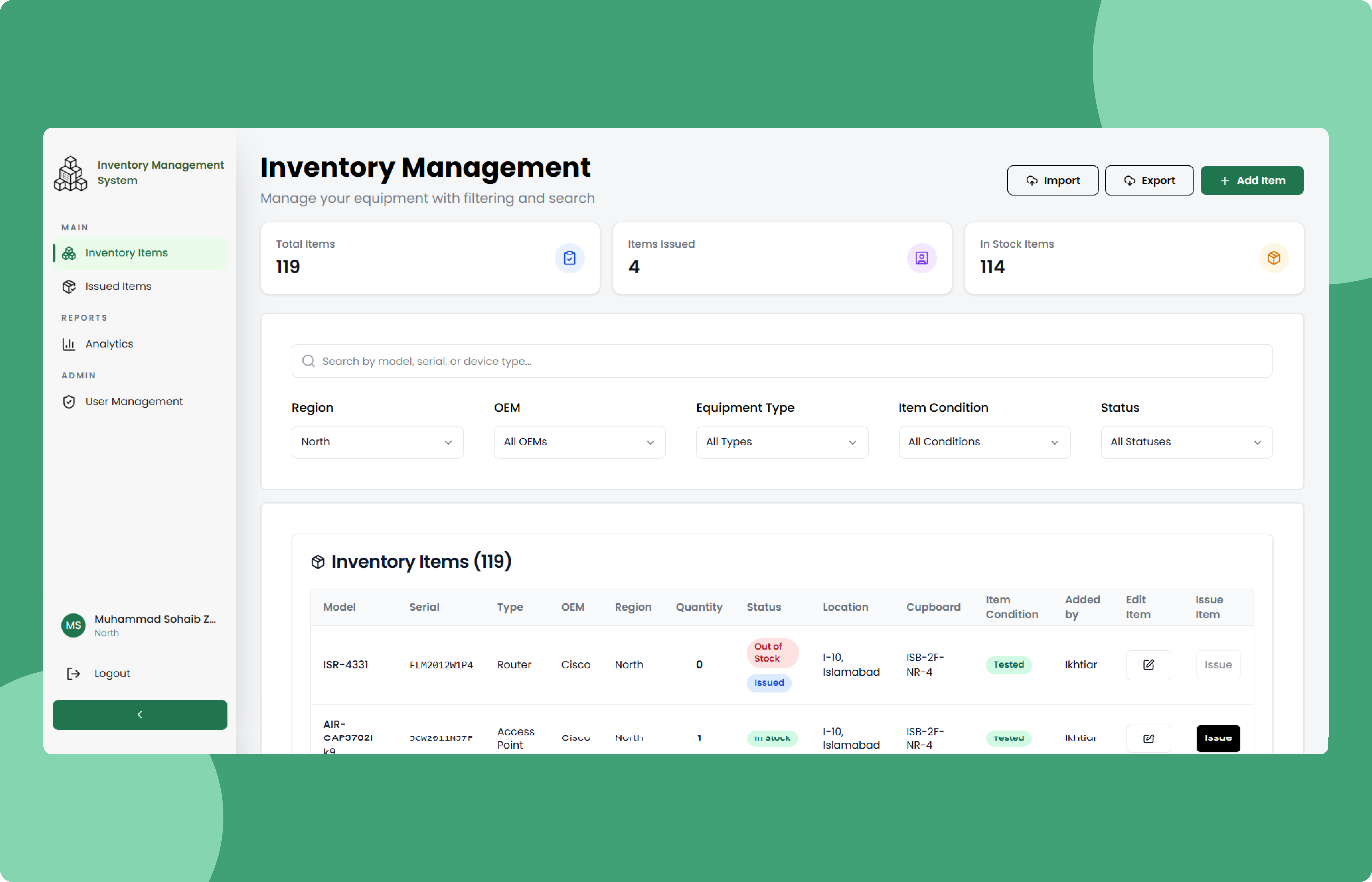 Inventory Dashboard